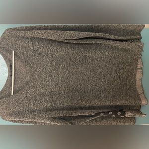 Size Large, Max jeans, blue and gray with bandanna style on bottom and back